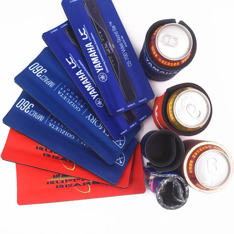 customized logo sublimation printing bottle beer 330ml insulated neoprene snap wrap spring cover can cooler sleeve