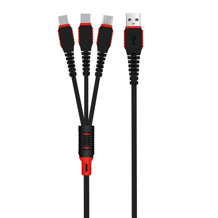 Wholesale 3 in 1 USB cable charger 2A micro USB charging cable for micro type c cable