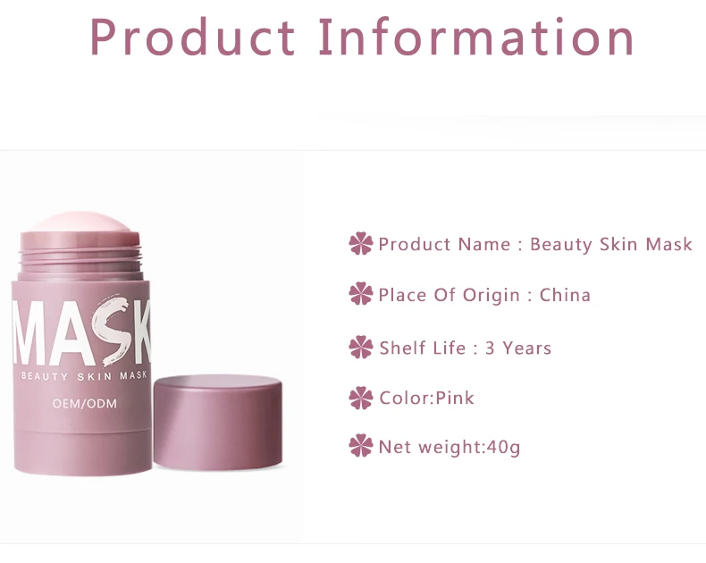 Pink Clay Mask Deep Cleaning Moisturizing Hydrating Natural pink clay stick mask