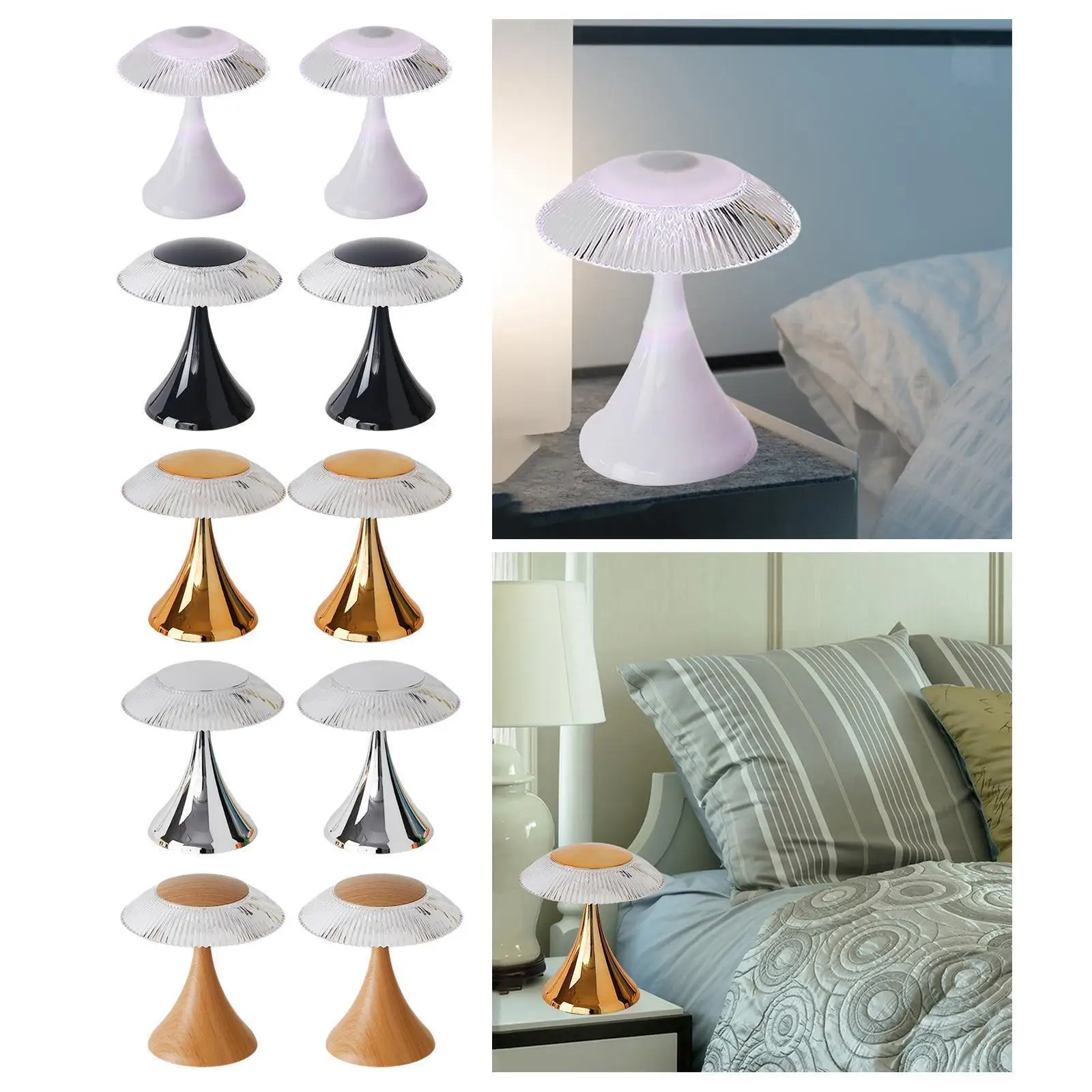 Mushroom decorated crystal touch desk lamp