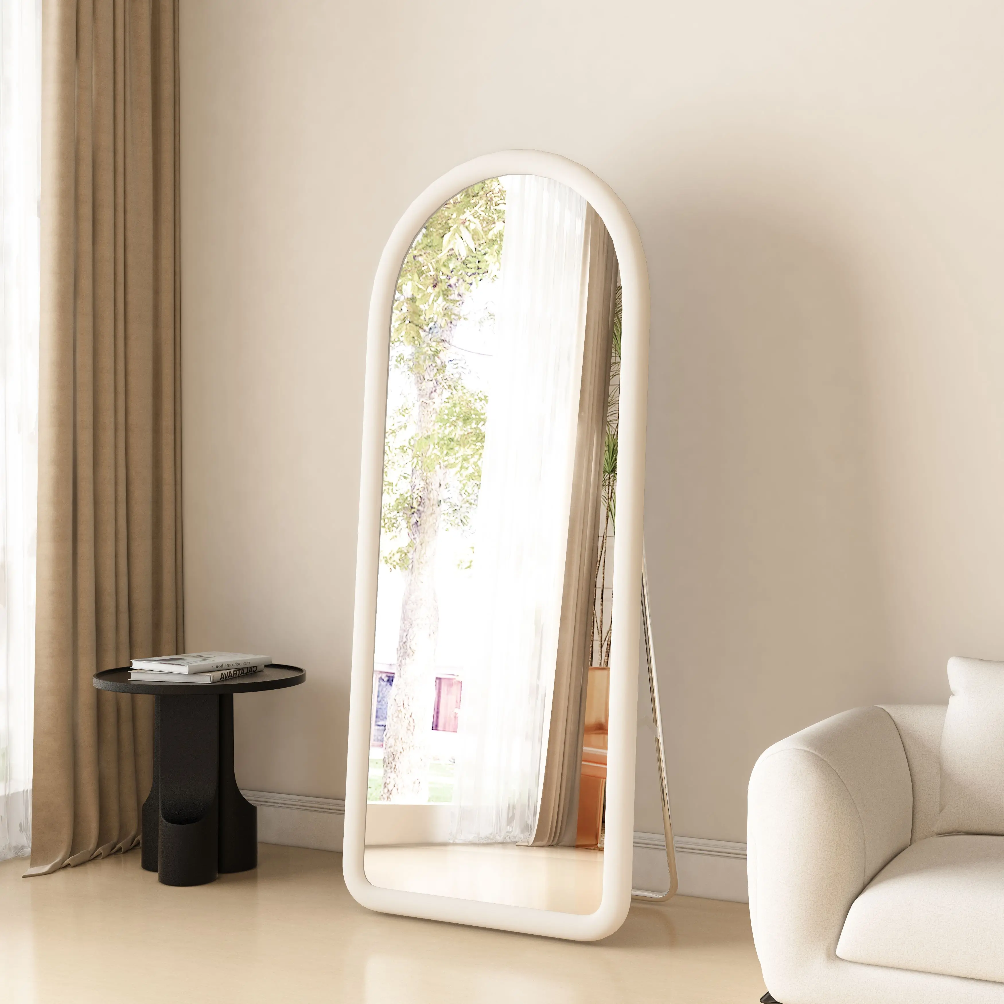 Light luxury Velvet Arch Full Dressing Body Mirror Nordic Livingroom Full Length Home Decor Living Room Floor Mirror