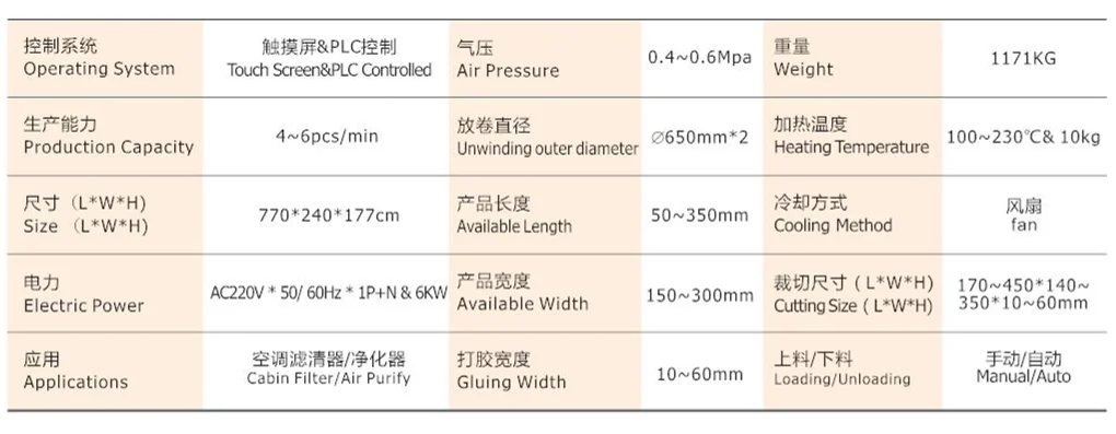 Dongguan Factory Direct Touch Screen&PLC Controlled Auto Cabin Filter Side Bonding Machine For Cabin Filter/Air Purify