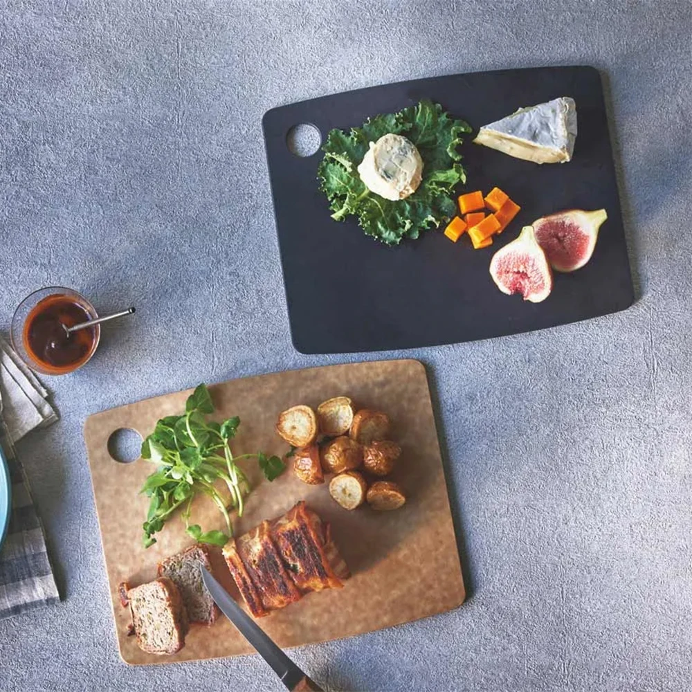 Dishwasher safe wood fiber kitchen cutting chopping boards nature slate black color easy to store mildew proof knife friendly