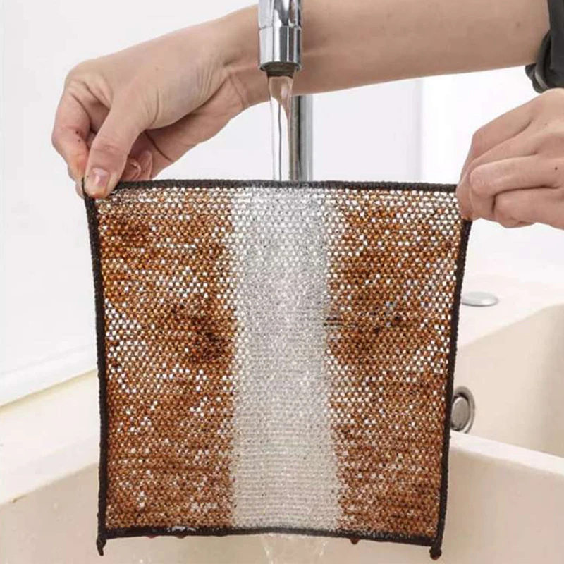 Magic Cleaning Cloth Thickened Double -sided Metal Steel Wire Rags Kitchen Dish Pot Washdishing Cloths Towel Clean Tools