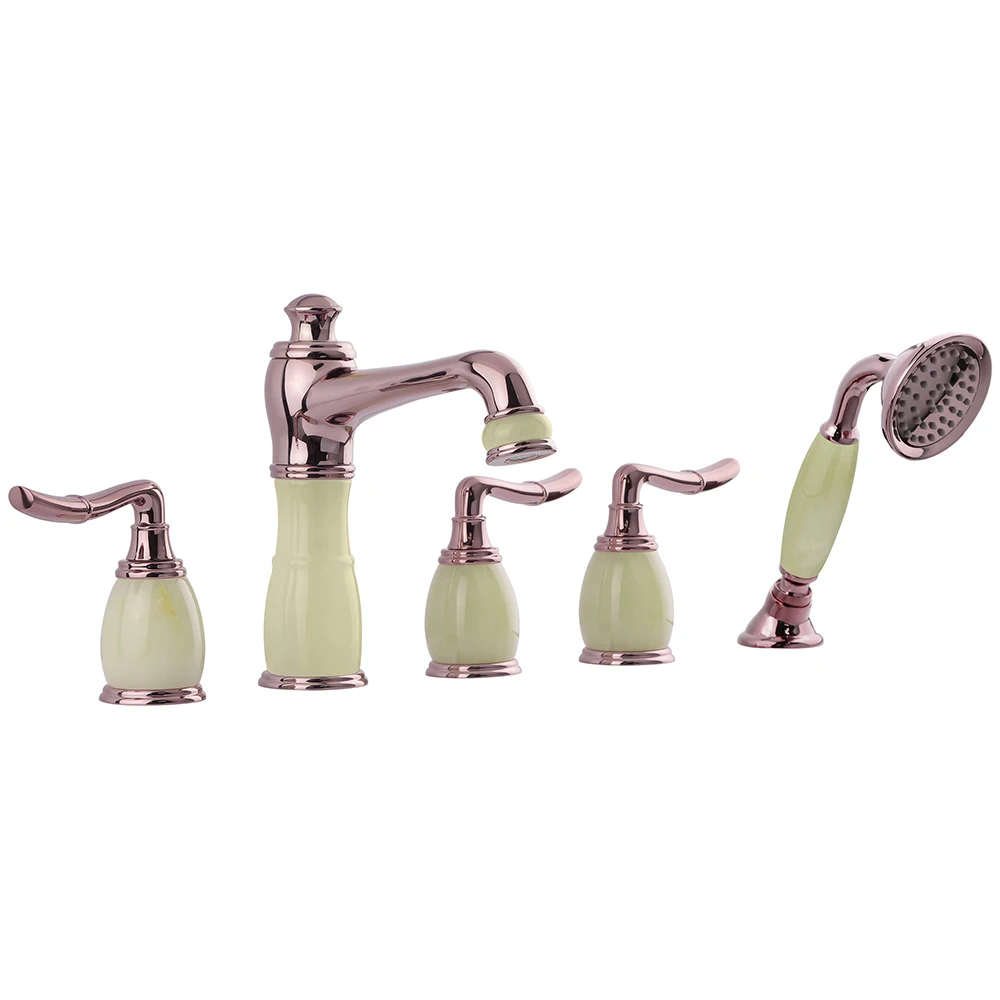 
Kamon Jade Series Hot and Cold Water Mixer Lead Free Deck-Mounted Marble Bathtub Shower Faucets 