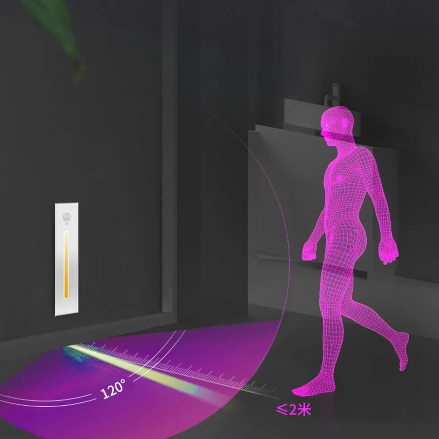 Датчик движения Joyolux с пассивным инфракрасным датчиком движения и датчиком дневного света, алюминиевый светильник для лестницы, угловой углубление, для прихожей, 3 Вт