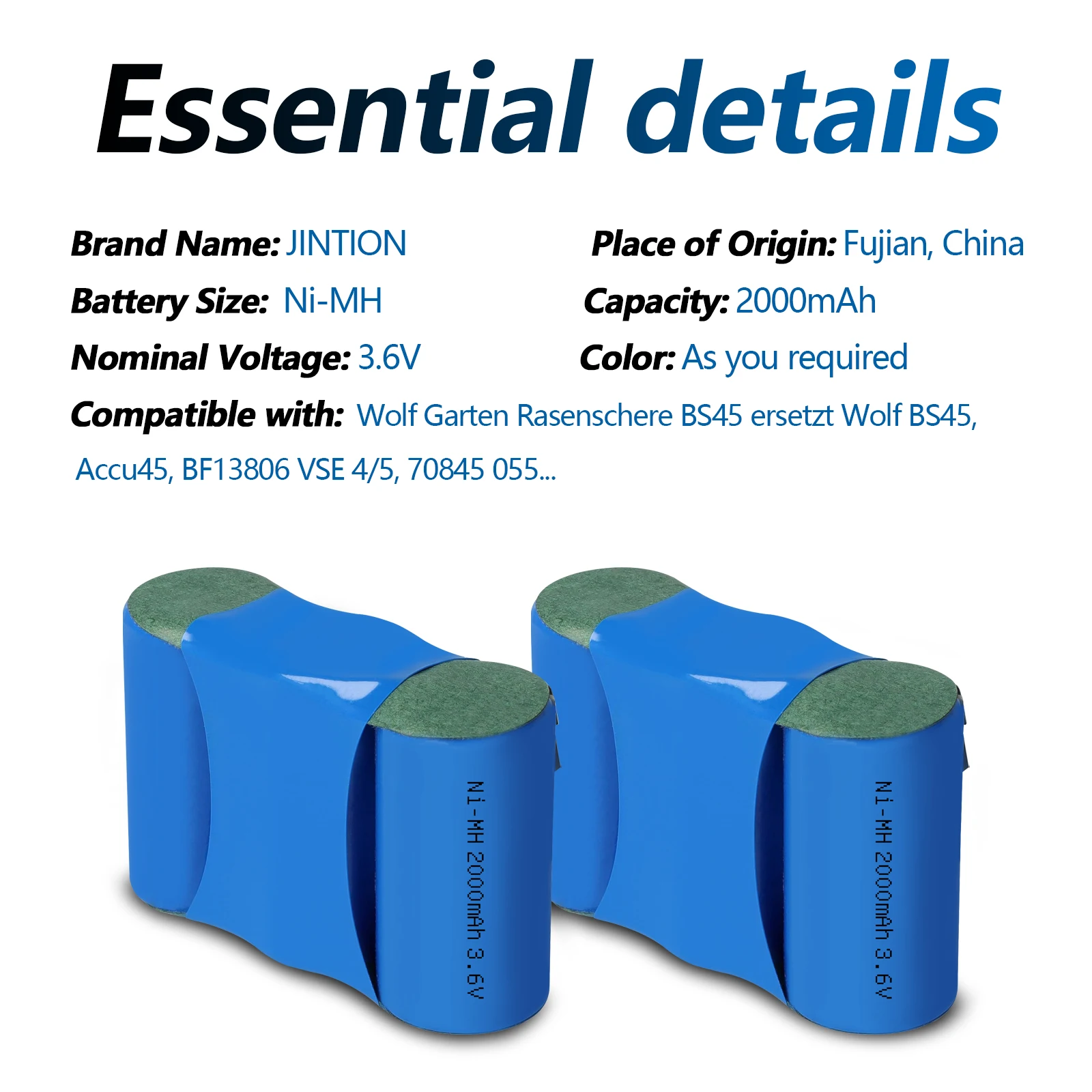 NIMH SC 2000mah 3.6V rechargeable battery nimh for Wolf Garten Lawn Shears BS45 Accu45, BF13806 VSE 4/5, 70845 055
