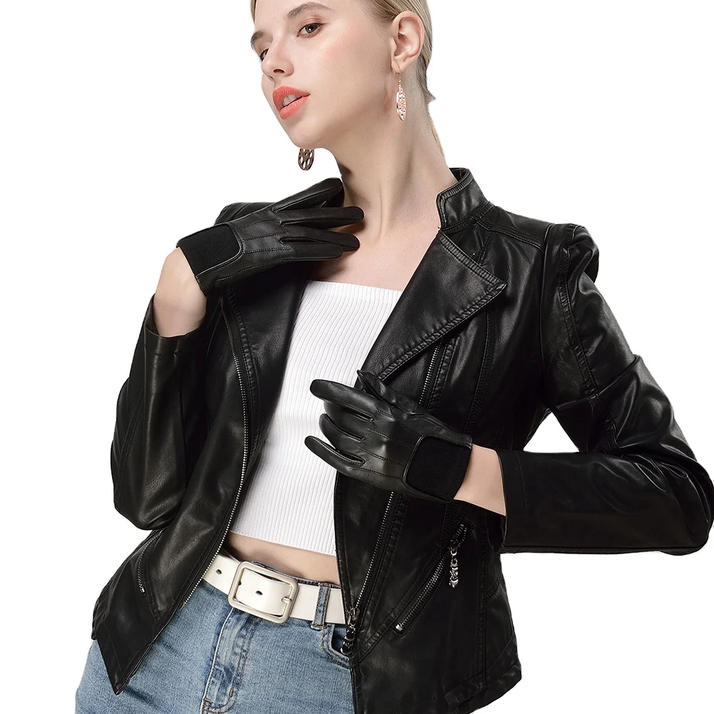 Kulanyane сексуальный дизайн женские черные кожаные зимние перчатки для вождения