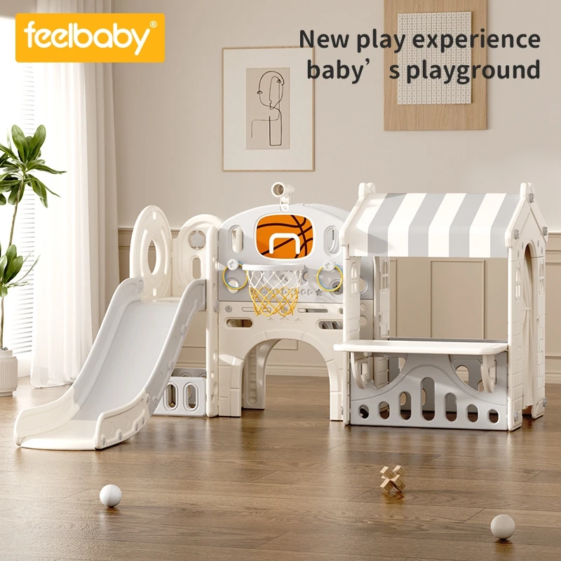 Feelbaby Baby Indoor Playroom 1 MOQ Children Play Home Playground Kids Big Sliding Toys Plastic Toddler Slides