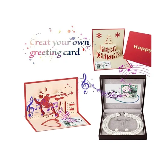 Hot Selling 3D Pop Up Birthday Greeting Cards Sound Module Recordable Sound Module For Greeting Cards With LED Flash Lights