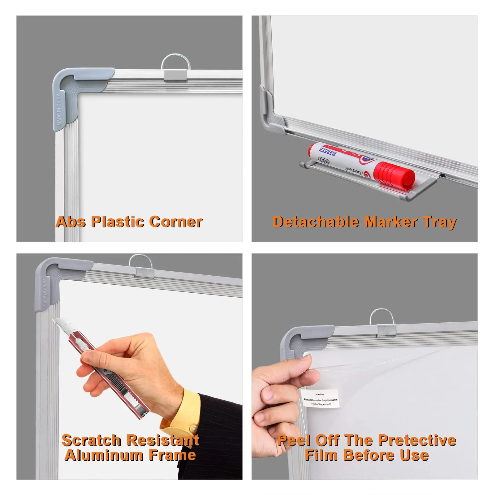 Custom Hanging Single Sided Aluminum Frame  Kids School Magnetic Dry Erase White Board