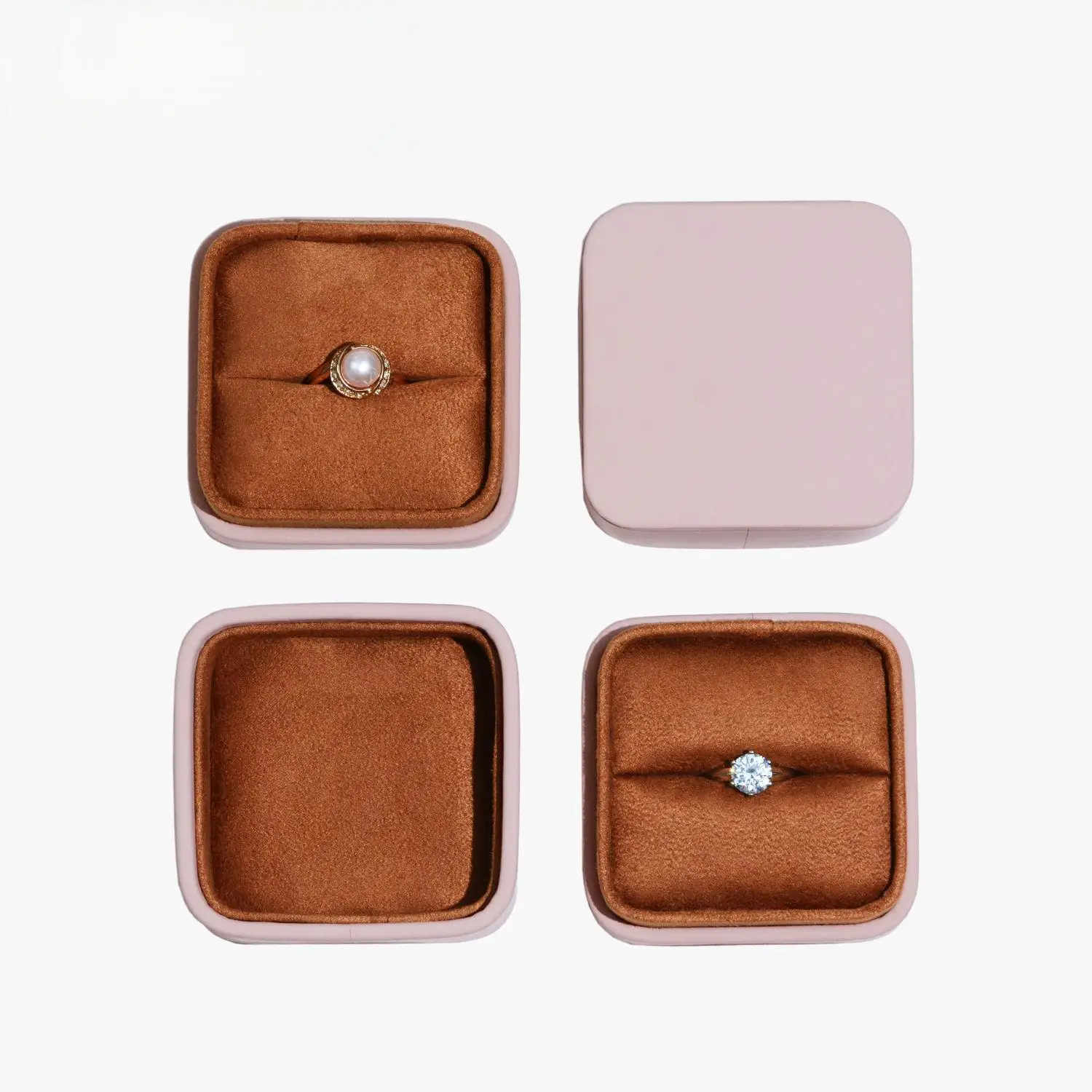 Best Selling New Custom Diamond Ring Jewelry Box Rounded Chain Jewelry Packing PU leather Necklace Pendant Box Jewelry Box