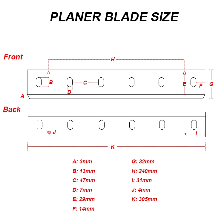 WISDOM HSS Planer Knife 2012NB Wood Planer Blade 305X32X3mm TCT Blade for Power Tools