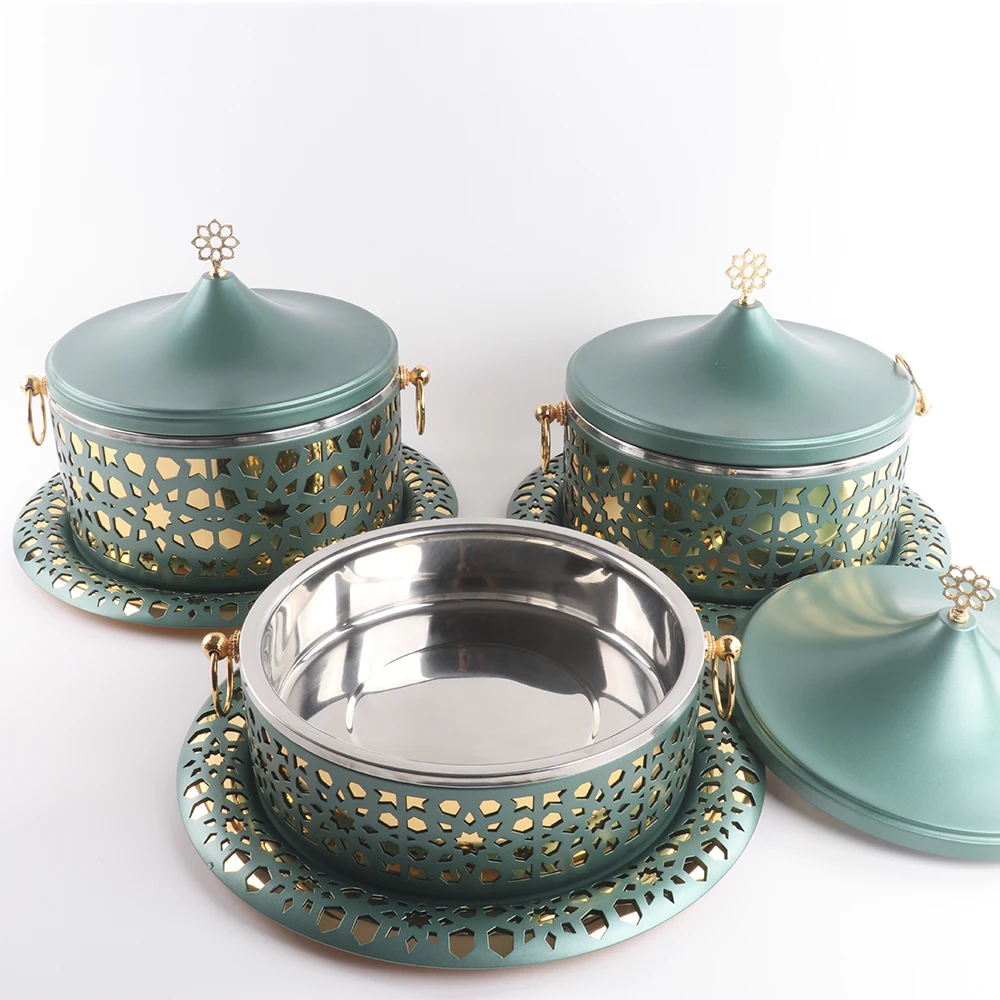 3.5L+4.5L+5.5L Luxury Arabic Hot Pot Dallah Thermos Food Container Warmer Set For Hotel and Restaurant Supply