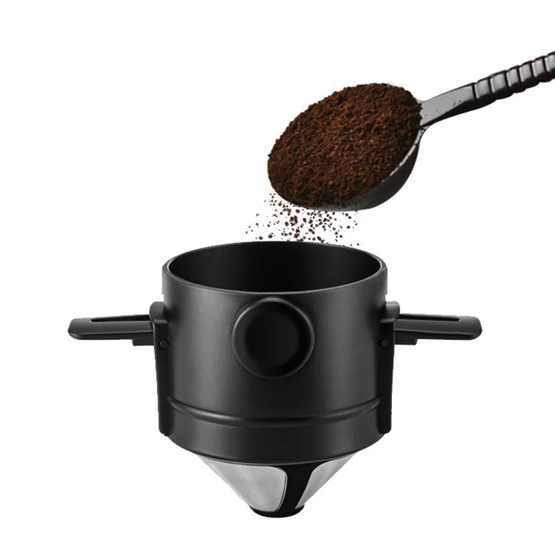 2023 New Double-layer structure Reusable Foldable Filter Holder Cold Brew Dipper Pour Over Plastic Coffee filter