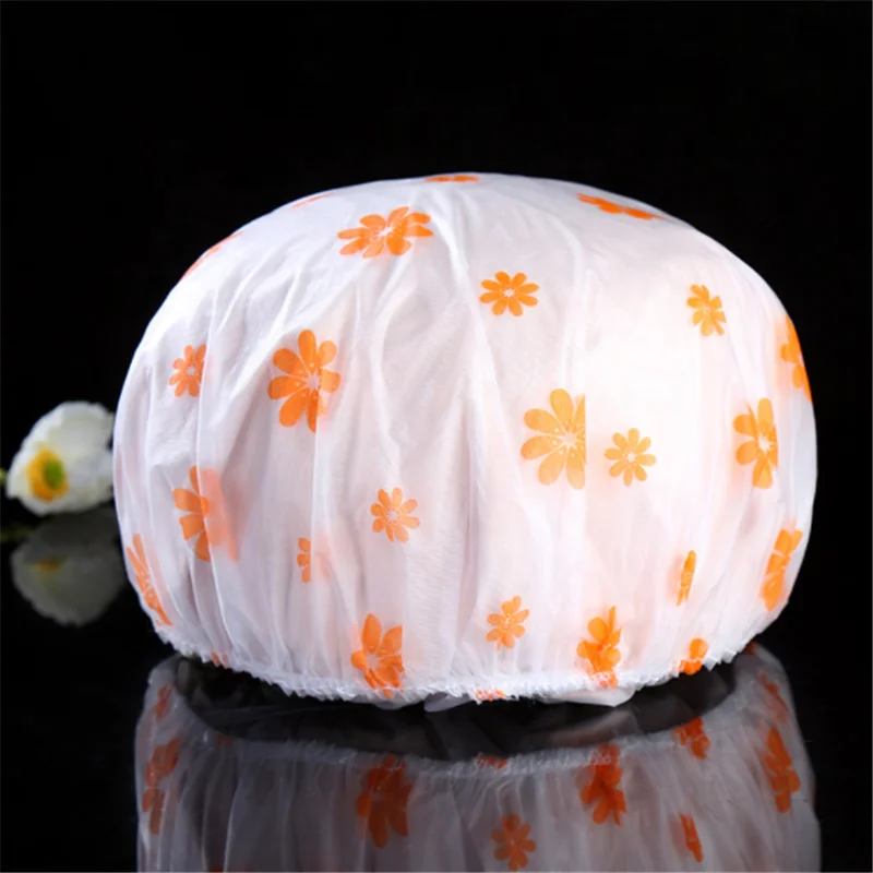 Waterproof Reusable Double Layers Lined Shower Caps Dry Beauty Salon Spa Bath Hat