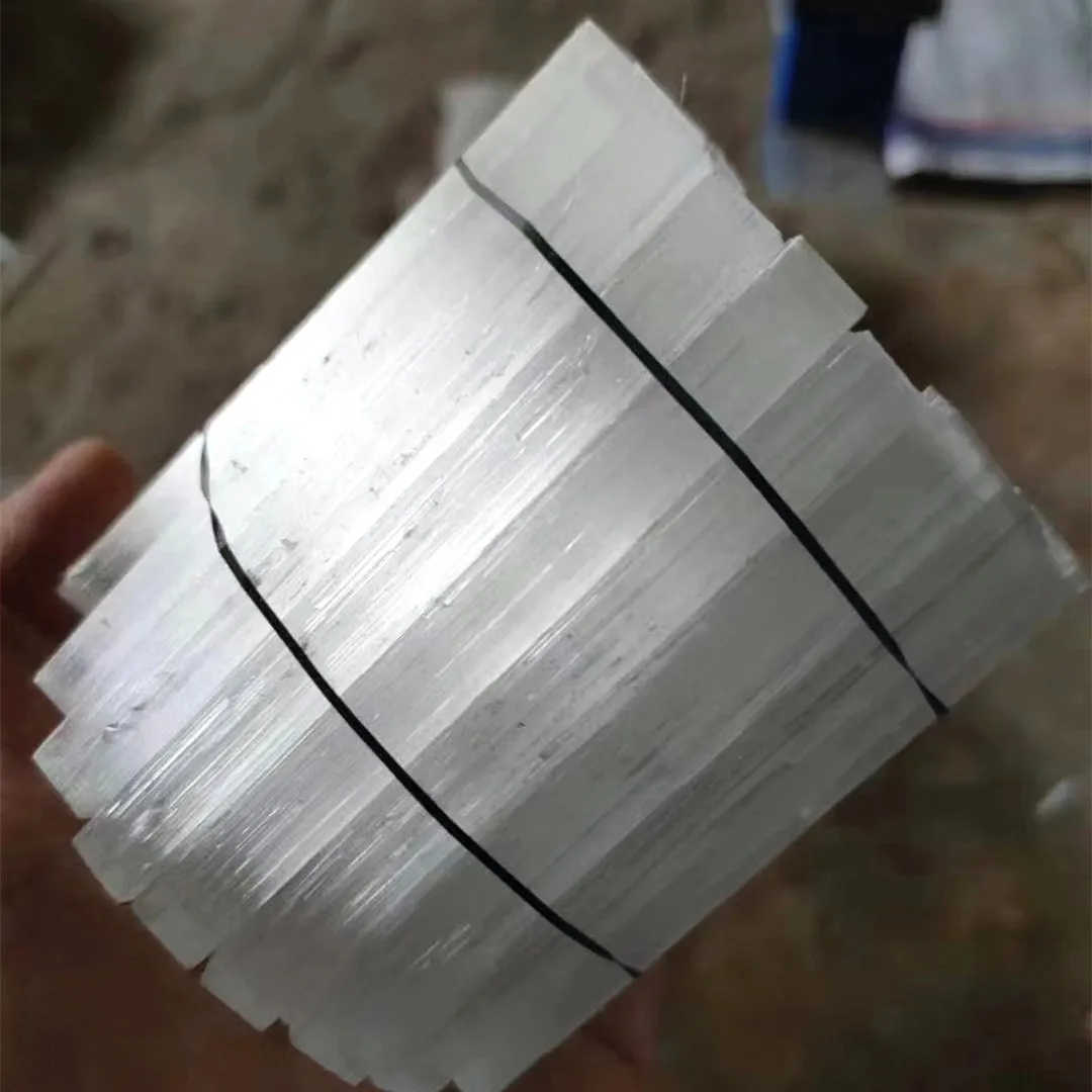 Natural energy healing crystals stick reiki quartz white gypsum strip selenite wand for decorate