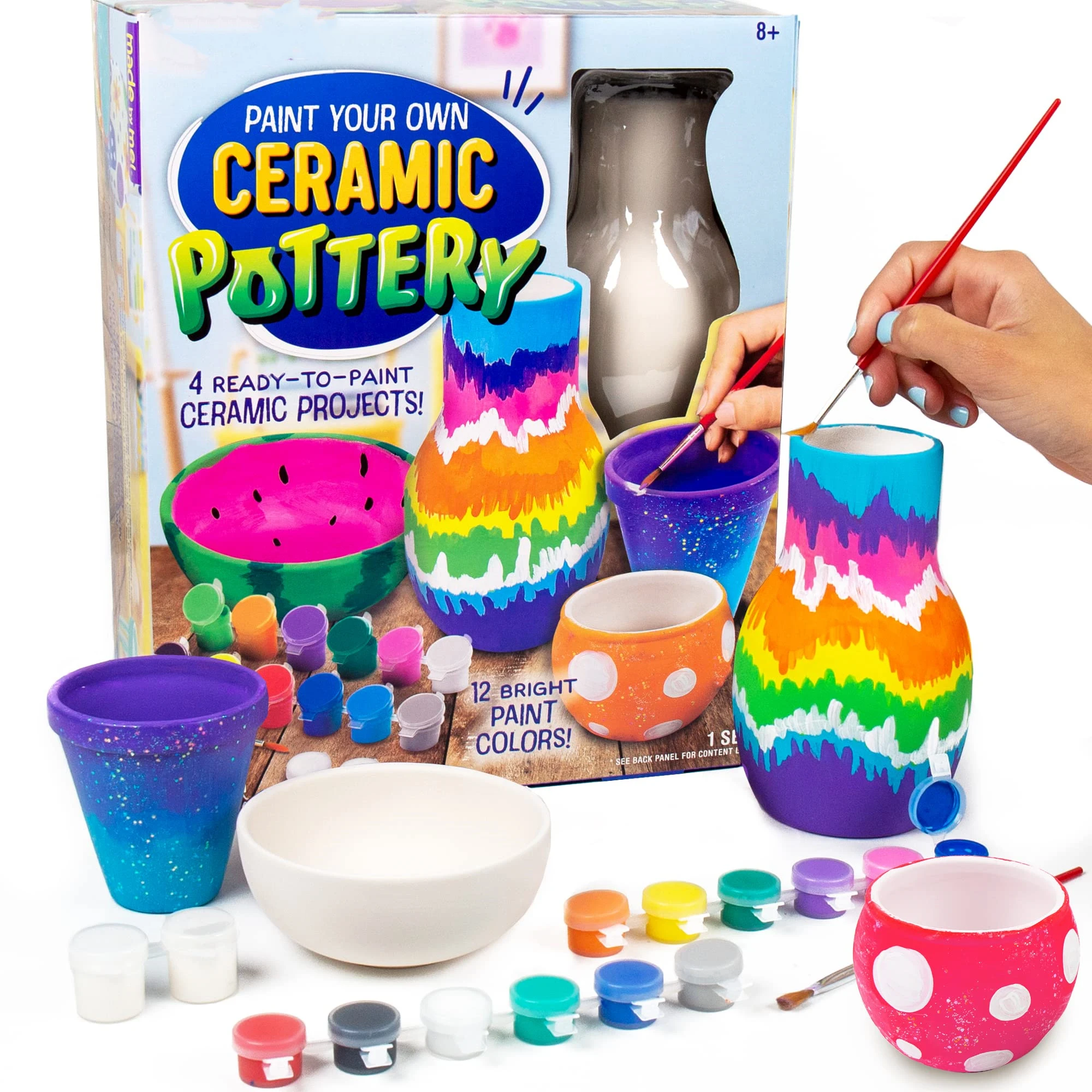 Fun Ceramic Flower Pottery Vase Bowl DIY Painting Kit Handmade Set With Pigments