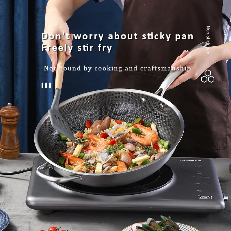 panci sarten antiadherente best price asado honeycomb stainless steel wok fry pan