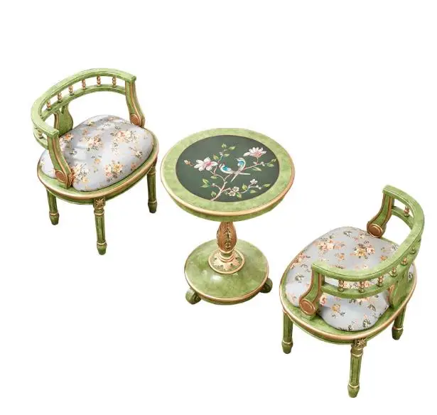 Factory wholesale French leisure chair combination balcony one table two chairs high-grade palace art painted furniture