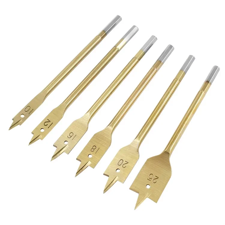 AutoErizo 5PCS Hex Shank Woodworking Flat Bit Spade Drill Bit Wooden Case Set for Hole Drilling