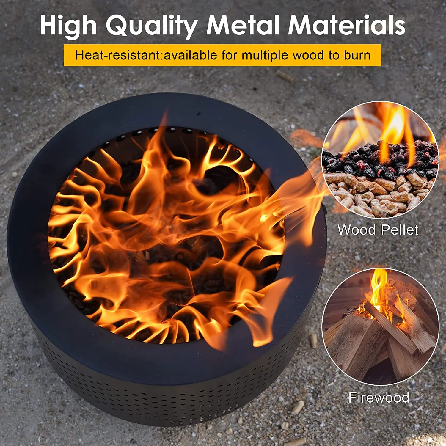 Smokeless Outdoor Fire Pit Furniture Garden Firepit Metal Round Fireplace With Carrying Storage Bag