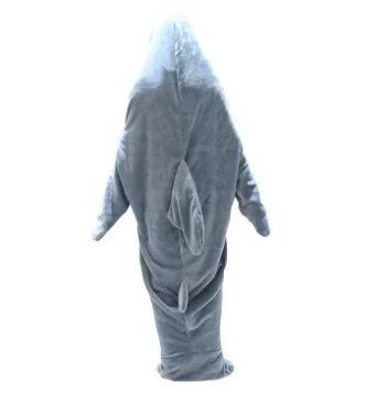 Customized new design home sleeping bag adult gift shark shaped flannel shark sleeping bag for boys and girls