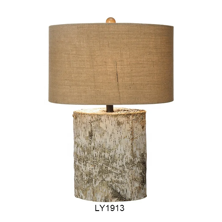 home decorative antique bedroom living room retro vintage bedside birch wood color table lamps