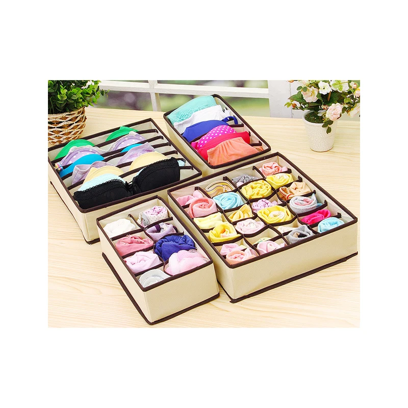 Non Woven Underwear Drawer Organizer Foldable Cloth Storage Box Cube Fabric Containers Basket Bins Divider for Nursery Baby