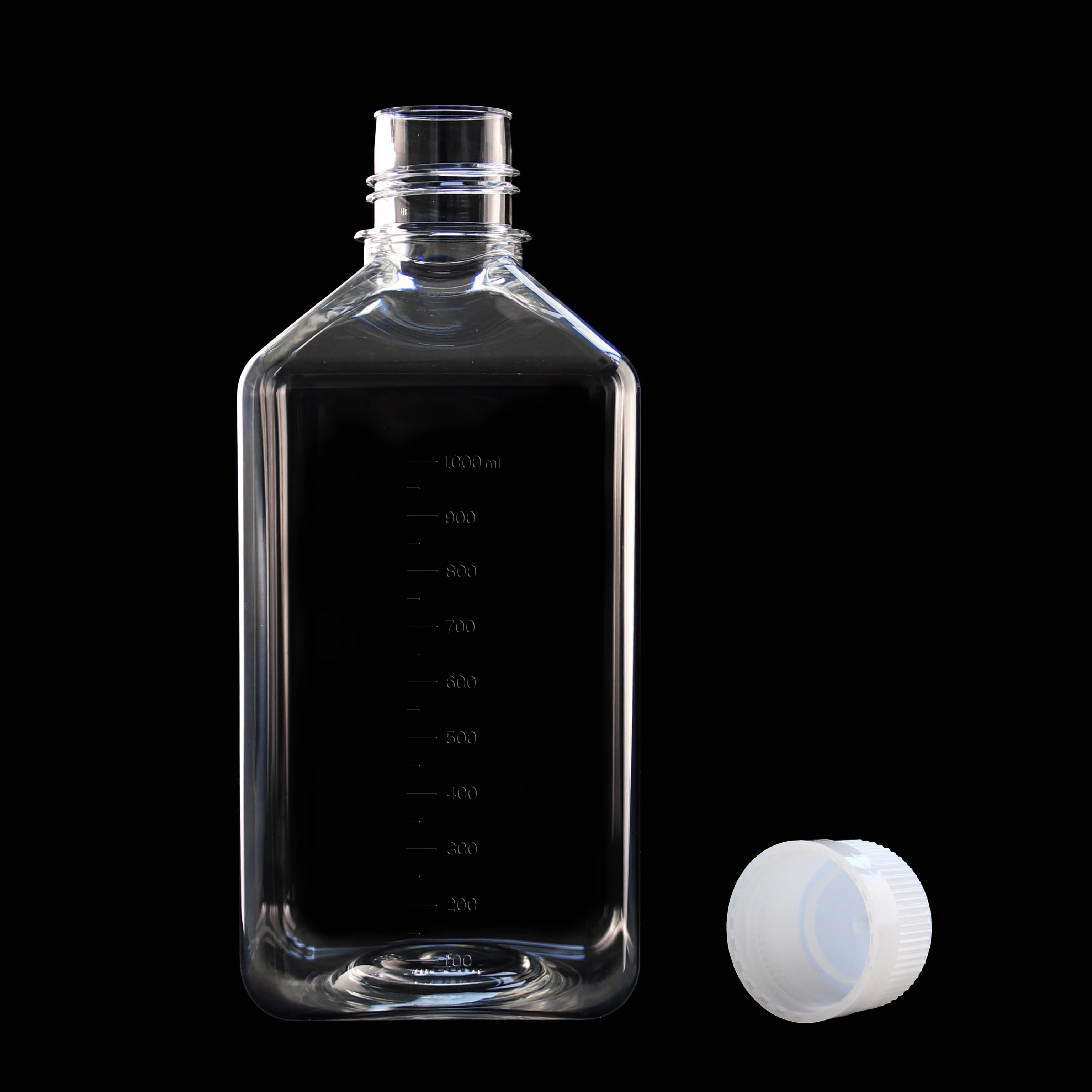 Стерильная лаборатория биопластиковая Квадратная бутылка 1000 мл ПЭТГ реагенты для клеточных культур бутылки 1