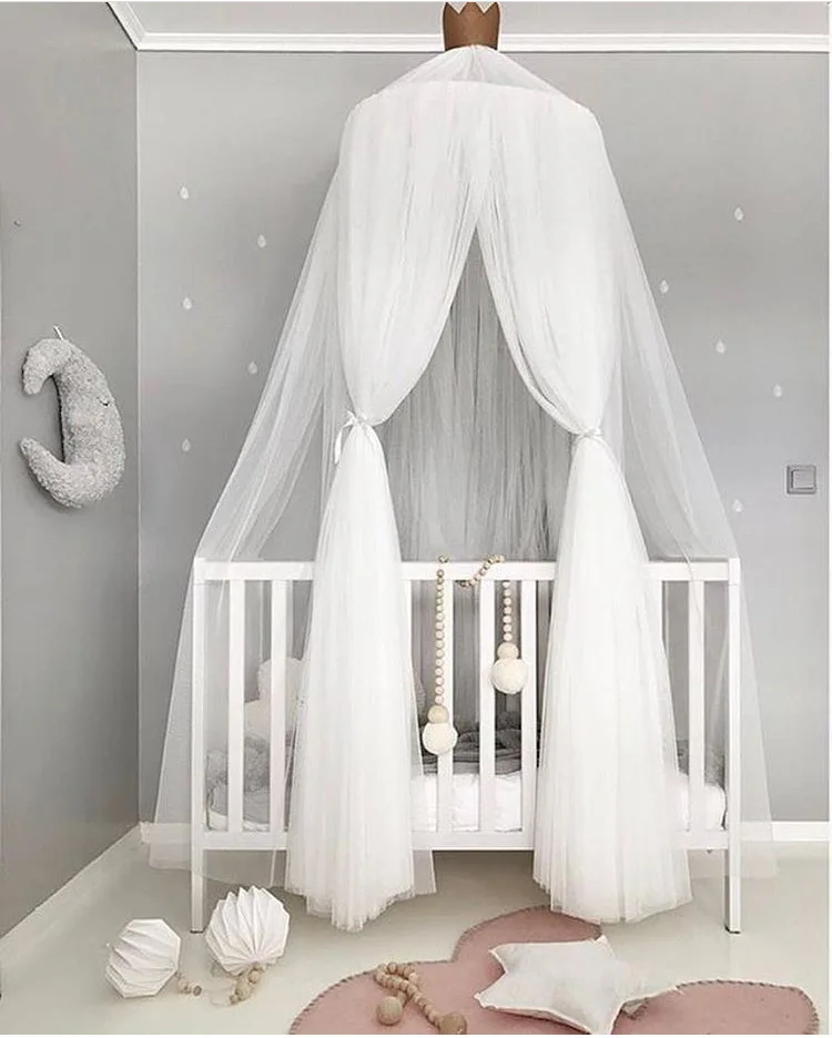 INS Yarn Play Tent Nursery Room Kids Playing Reading Children Round Lace Dome Netting Mosquito Baby Curtain Bed Canopy