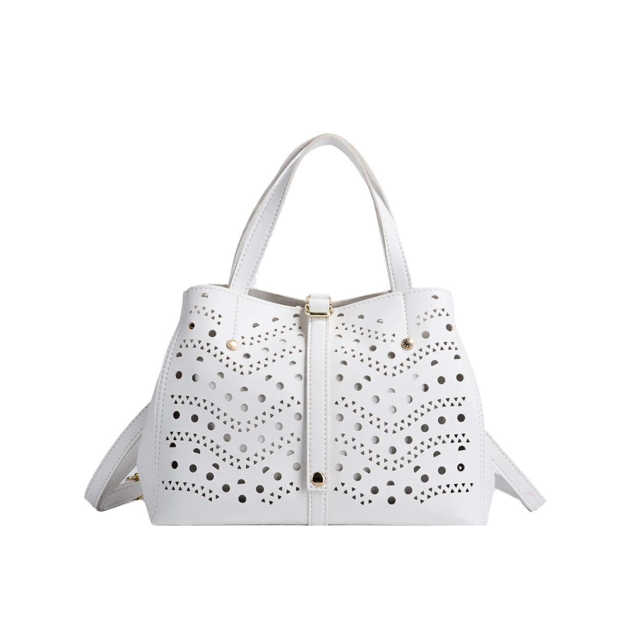 Fashion Summer Women Hollow Out Casual Tote Lady Composite Handbag Black White Shoulder Bag Plain Handbag