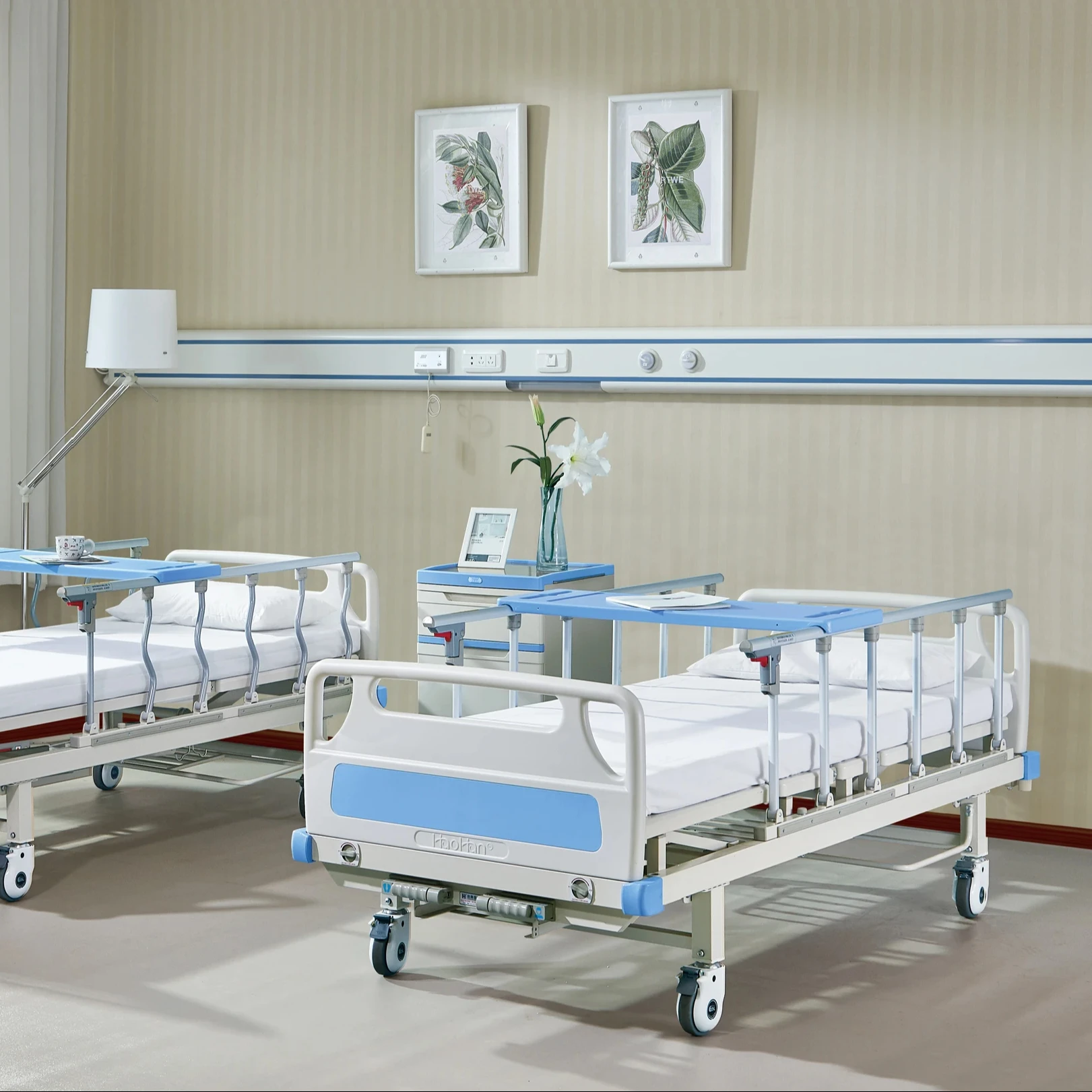 HH/BC-F-3-G-040 High Quality 2-Crank Mental Manual Patient Hospital Bed With Two Function folding bed