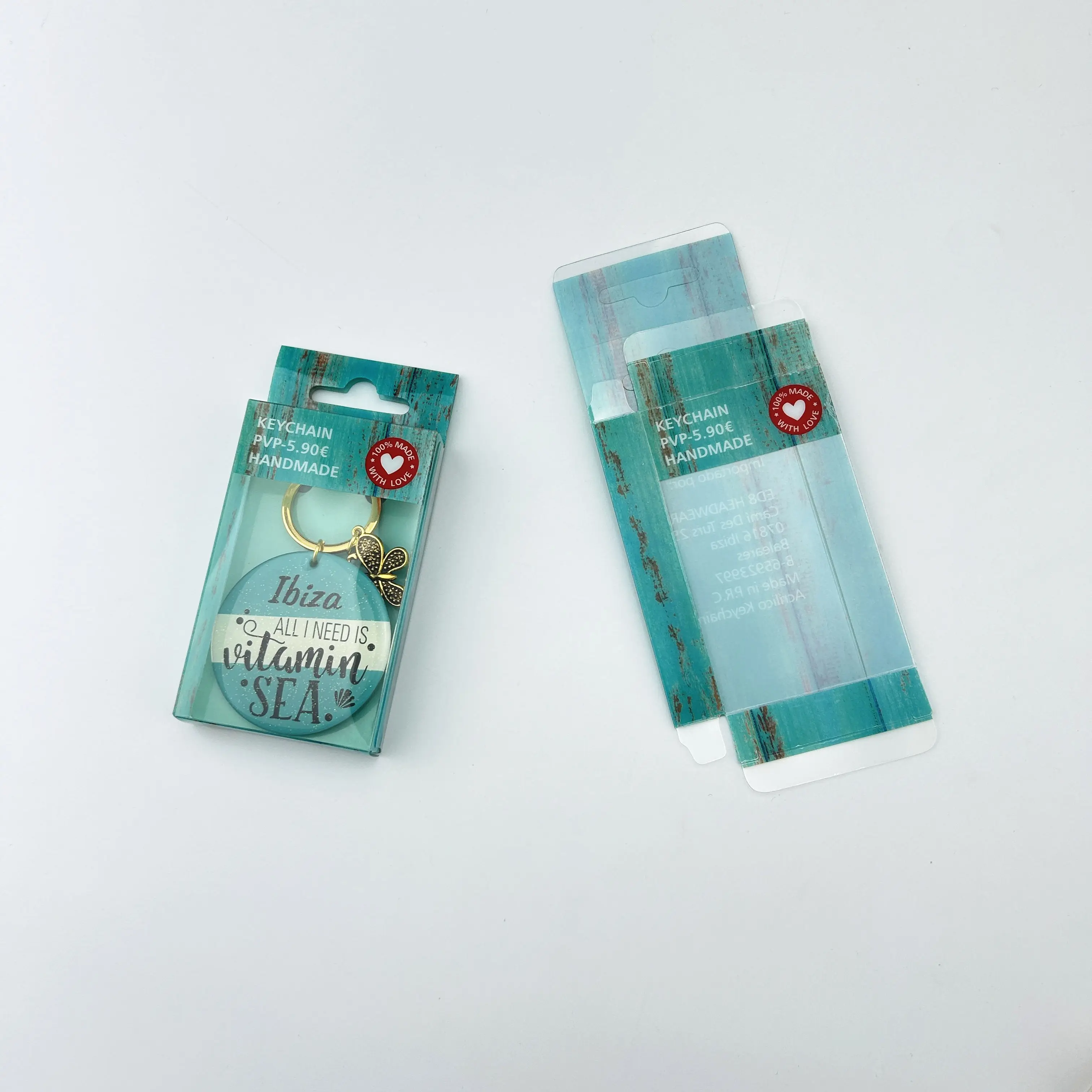 Custom logo clear transparent PVC PET packaging boxes luxury keychain package box