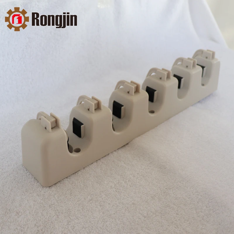 Factory Direct Selling PP Plastic Mop Broom Holder Wall Mounted 5 Slots 6 Hooks