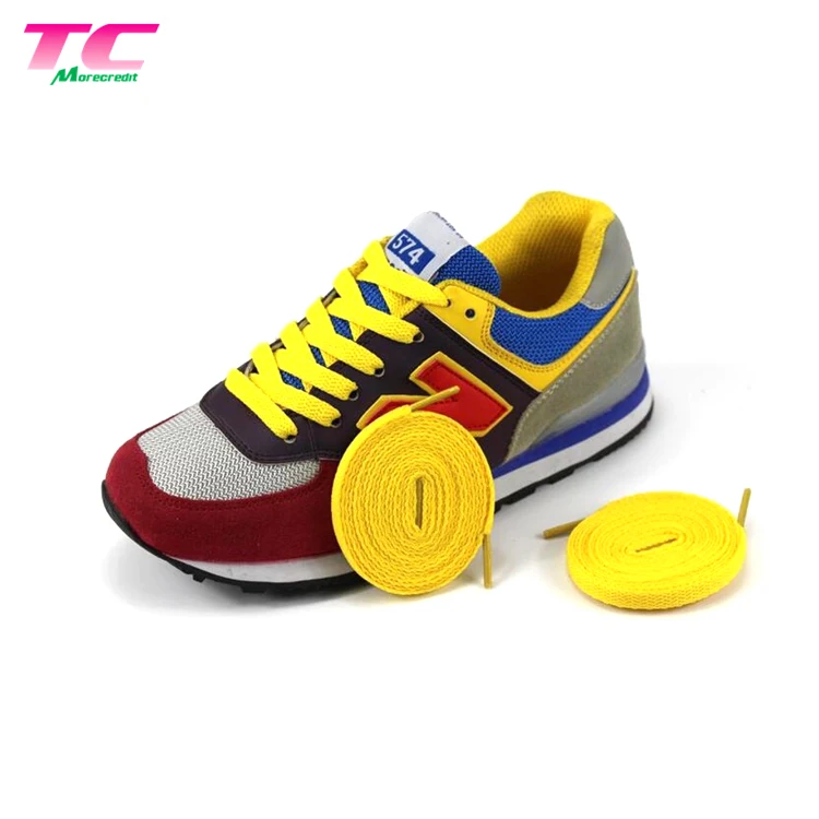 Dongguan Factory Directly Sale 40' 8mm Colorful Flat Polyester Shoelace , 22 Colors Stock Shoelaces Accept Custom Size and Logo