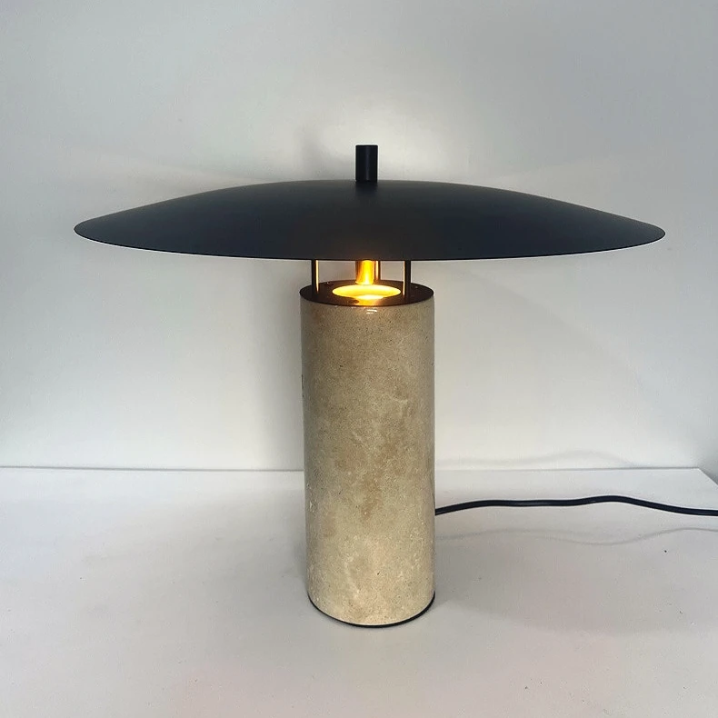 Nordic Home Designer Desk Lamp Nature Marble Wabi Sabi Yellow Stone Travertine Table Lamp For Living Room Villa Hotel Bedroom