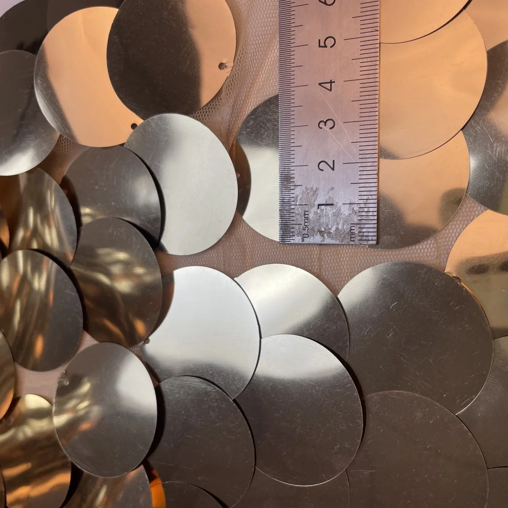 Custom cheap golden supplier 3d embroidery fabric  african lace special 40mm sequin fabric for dress and pillow