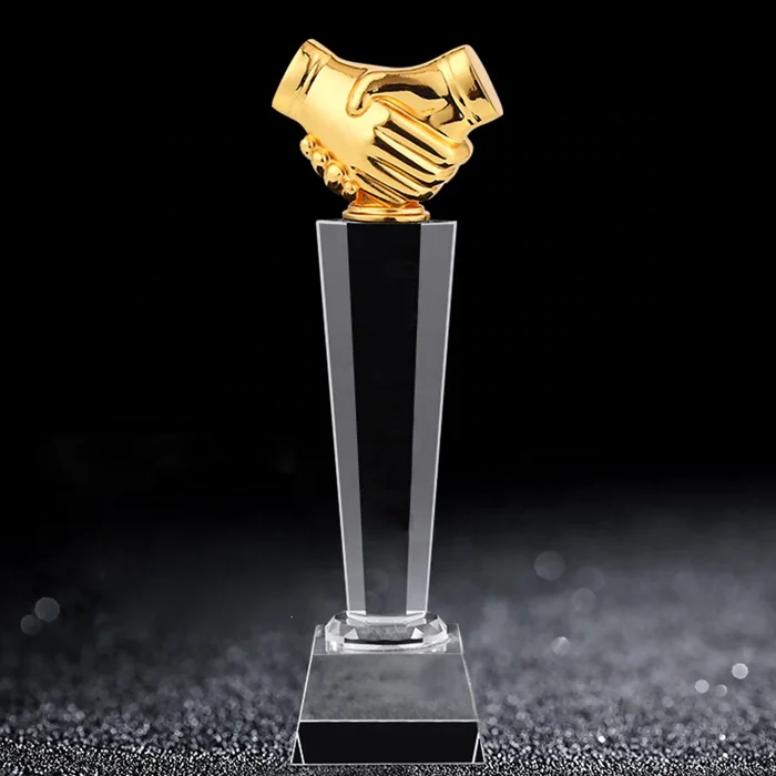 S size/Customized crystal resin and matel gold foil awad crystal trophy
