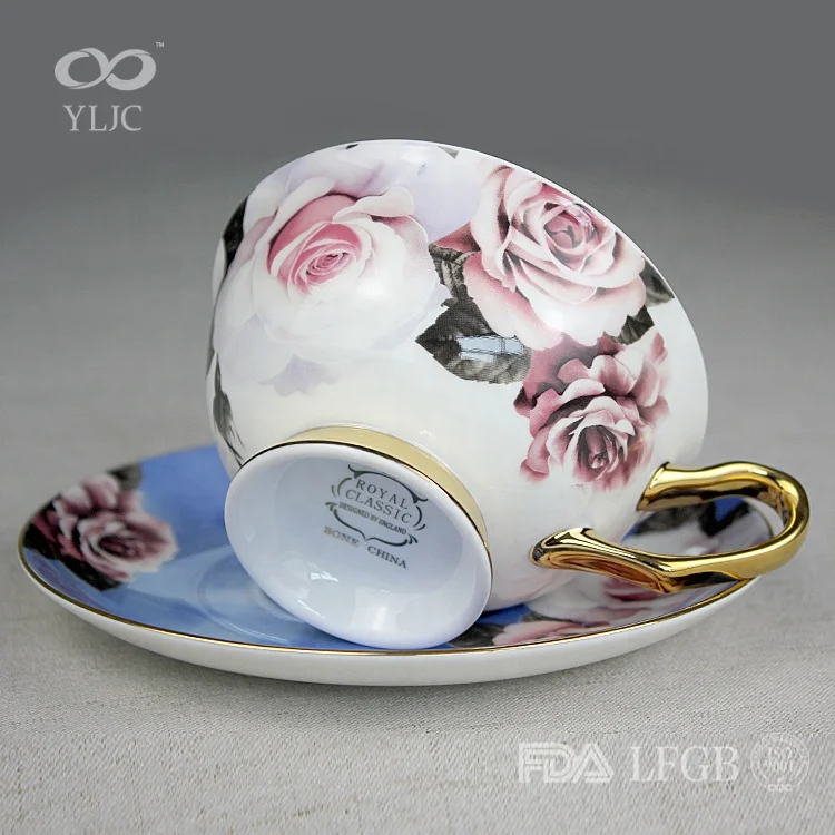 fancy 4 pcs wholesale new design blue decal making luxury dinnerware sets blue white  porcelain dinner set