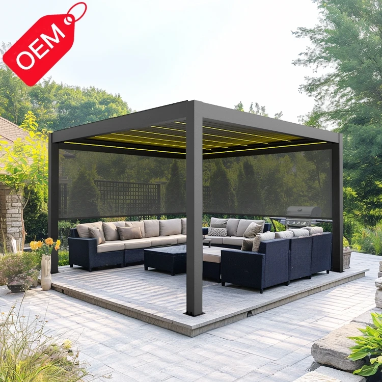 OEM 3x3 м 3x4 м 3x5 м 3x6 м 4x3 м 4x4 м 4x6 м 5x3 м 6x3 м 6x4 М Водонепроницаемая моторизованная алюминиевая пергола