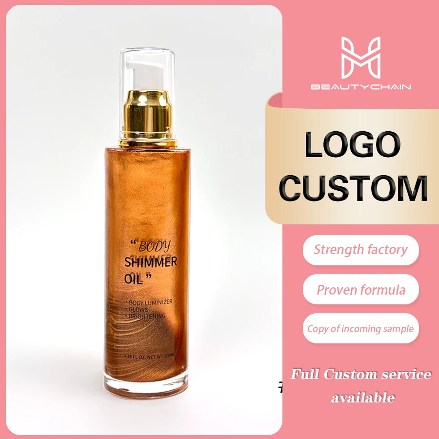 MLM Cosmetics Makeup Shimmer Bronze Face Glow Pearl Highlighter Illuminator Body Shine Glitter Liquid Taning Body Lotion Oil
