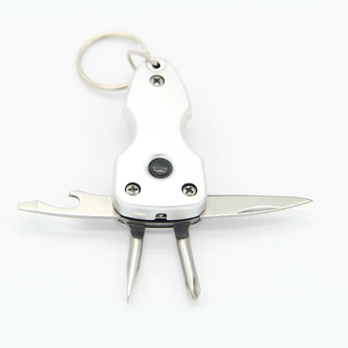 Multi-purpose Led Keyring Mini Outdoor Pocket Multi Tool With Led Flashlight Black/Red/Green