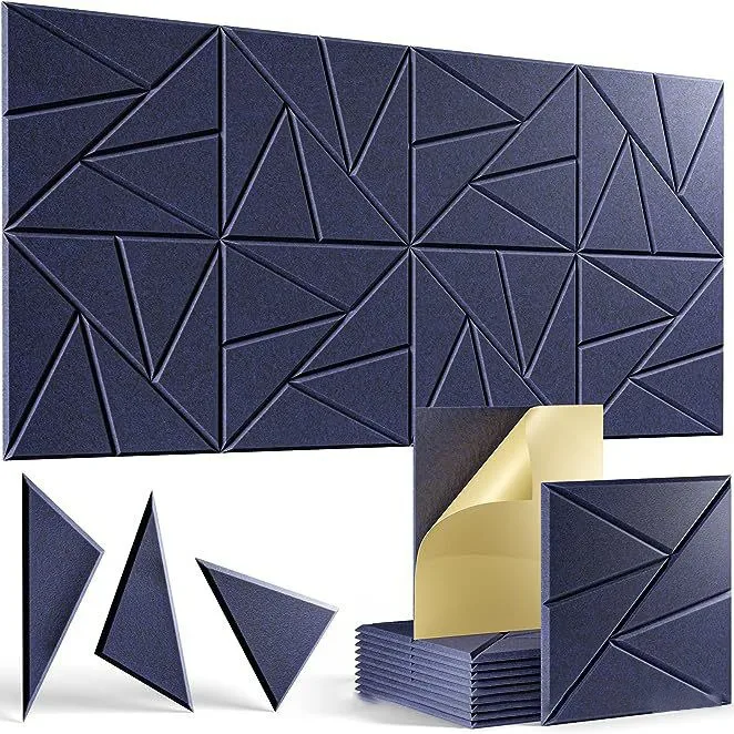 12pcs/set Acoustic Panel Sound Proof Panels Square Self-Adhesive Polyester Acoustic Panels for Studio Recording Office Home
