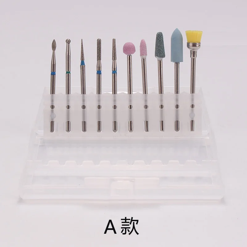 Tungsten Steel 10 Pieces Nail Drill Bits Set Diamond 3/32 Diameter Metal Carbide Nail Drill Bit