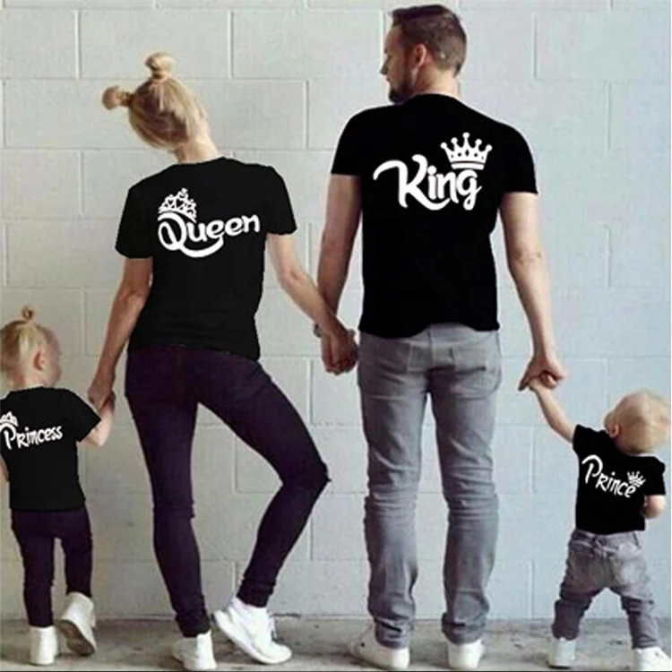 
Family Shirts Family Matching Clothes Matching Father Mother Daughter Son Clothes King Queen T shirt 