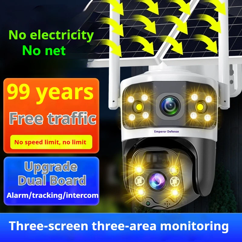 Outdoor WIFI Security Camera with Night Vision for Home Solar Powered CCTV Color Vision