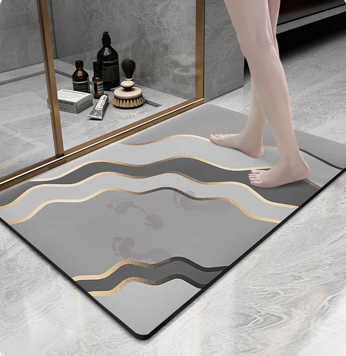 Luxury Non slip Carpet Soft Rug Bathroom Mat Diatomite Mat Super Absorbent Floor bath Mat