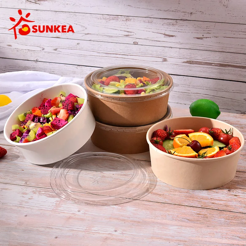 Factory production kraft disposable paper salad bowls for salad fruits