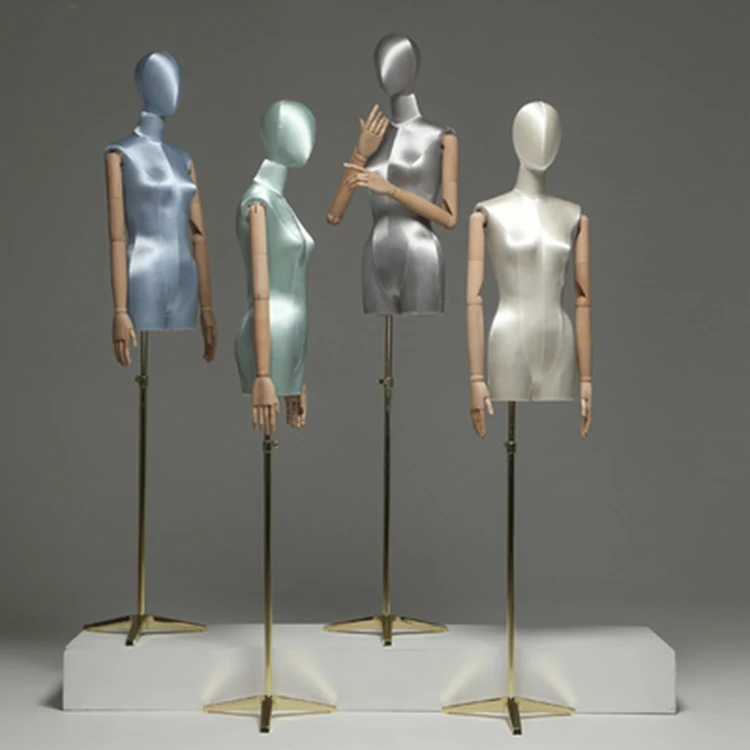 Женский манекен из стекловолокна и шелковой ткани с деревянными ручками Zelkova Serrata